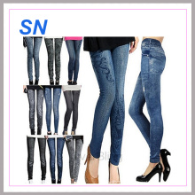 2015 Hotsell Stretchy Leggings Collants imprimés Fake Jeans Leggings sans soudure